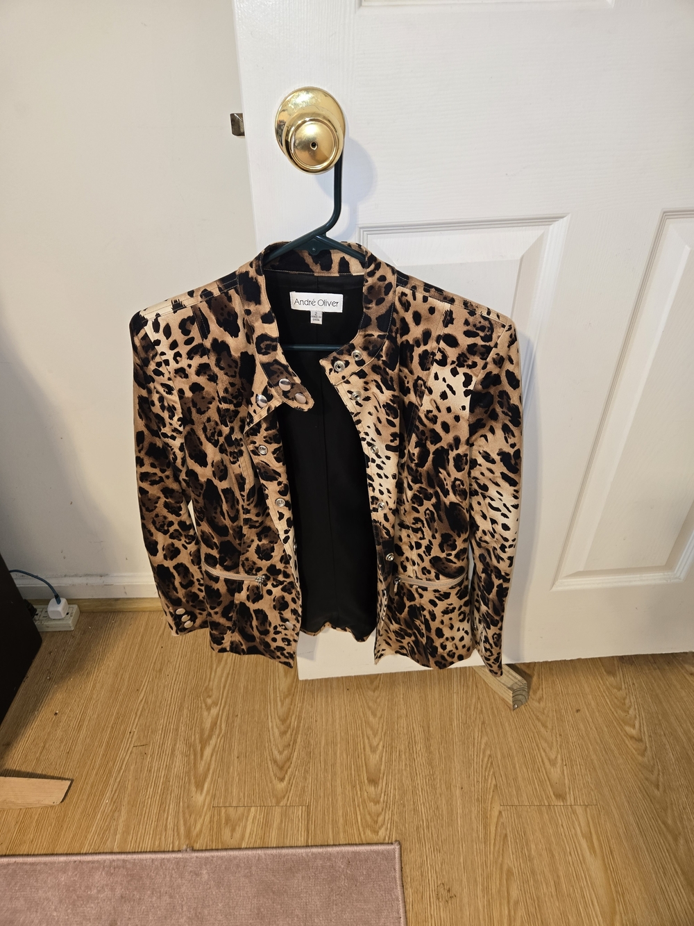 Andre Oliver Leopard Print Blazer in Brown and Black